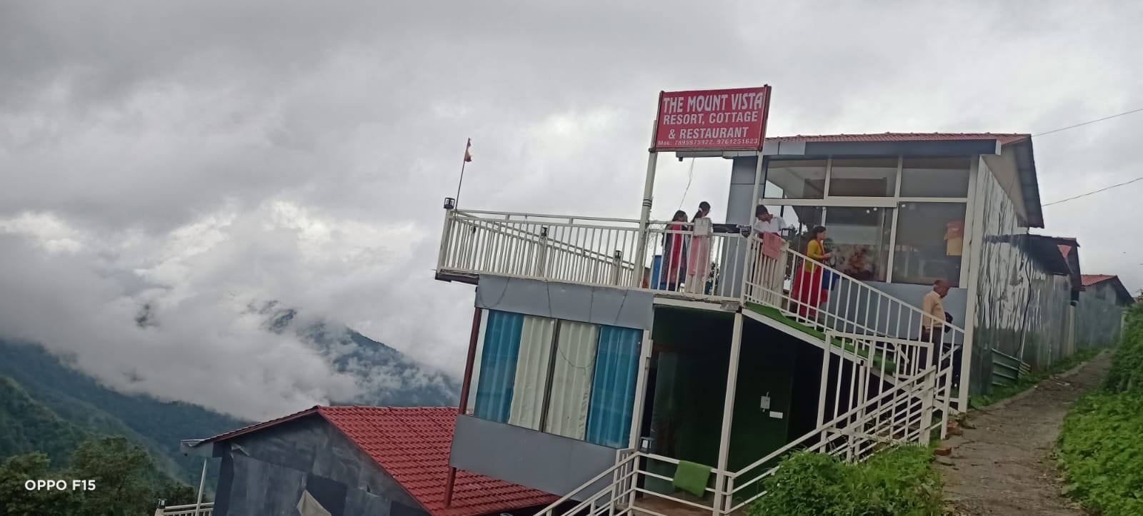 Aerial view of resort with signboard in Dhanaulti